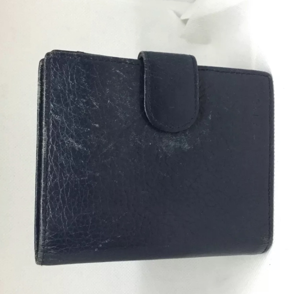 FURLA Navy Two-Fold Snap Closure + Zip Wallet